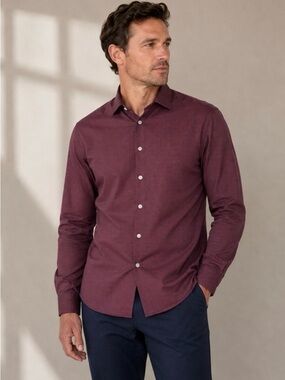 Ted Baker Men's Slim Burgundy Dress Shirt